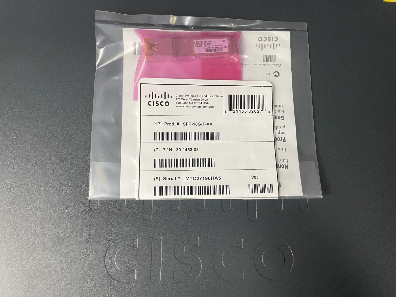 New Sealed Cisco SFP-10G-T-X= 10GBASE-T SFP RJ45 Transceiver Module