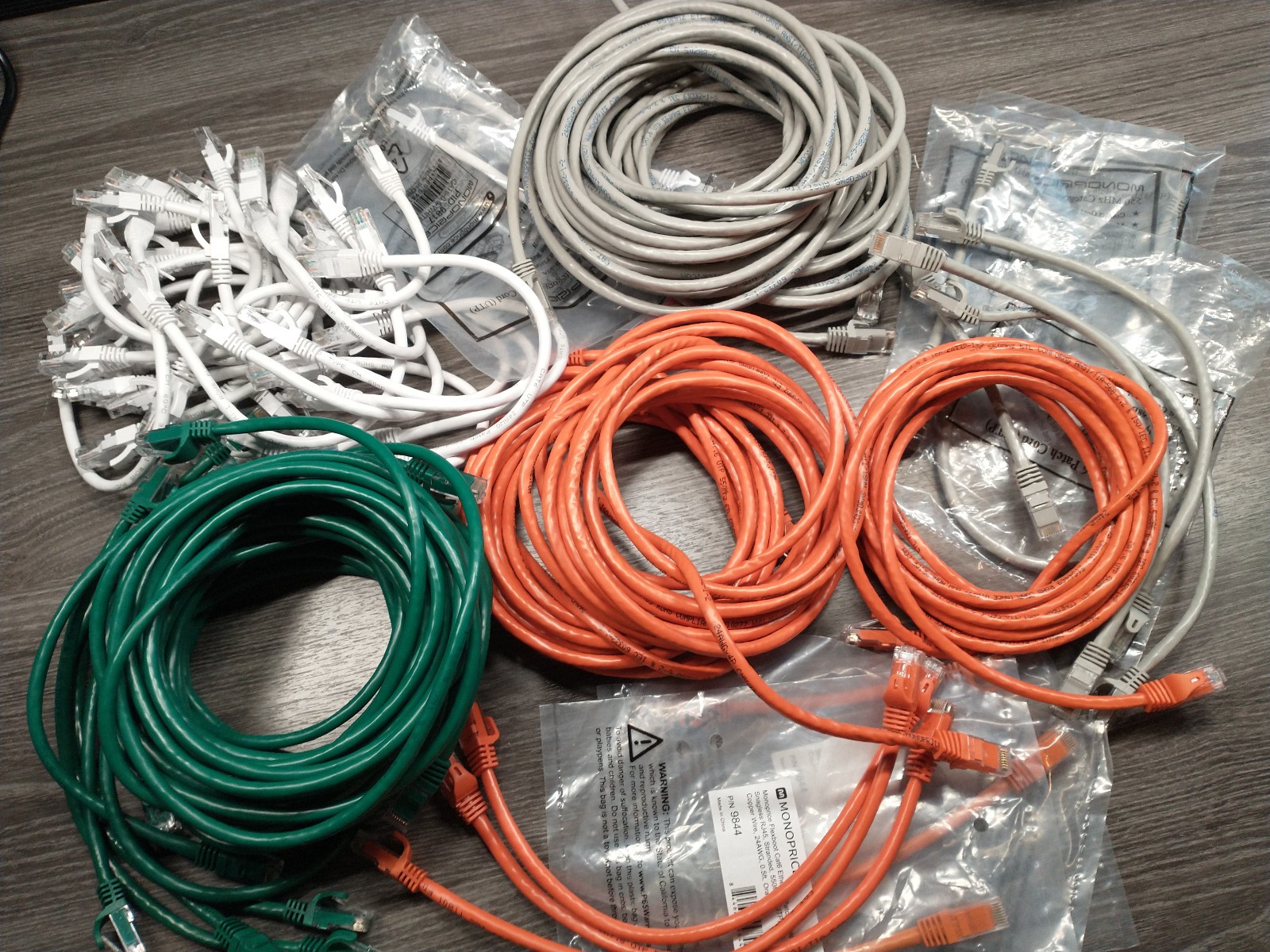 Cat 6 Ethernet Cabling (0.5ft, 1ft, 14ft, Gray, Orange, Green, White)