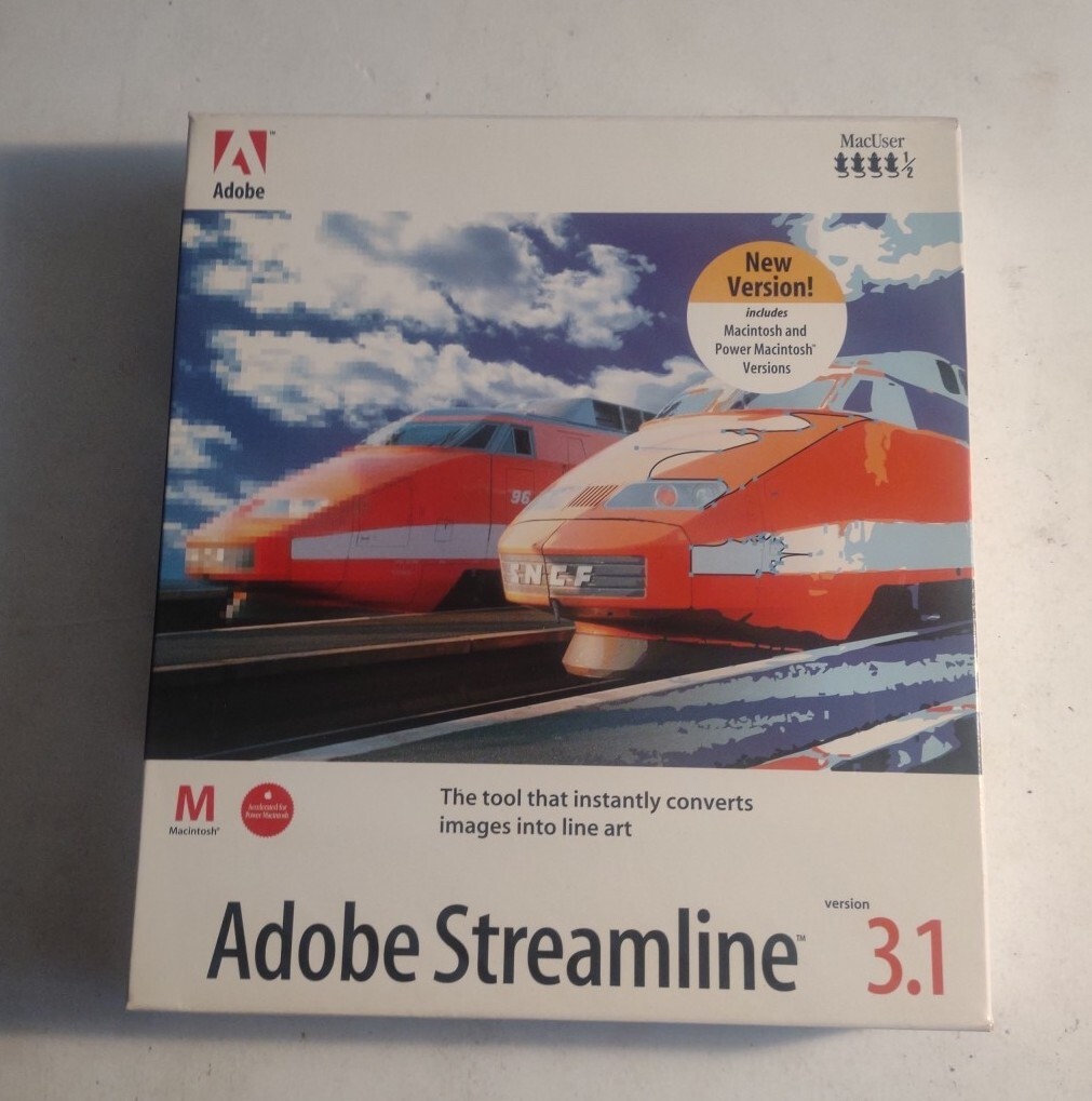 Adobe Streamline 3.1 for Macintosh Computers (1990s) with 2 Discs. Open Box.