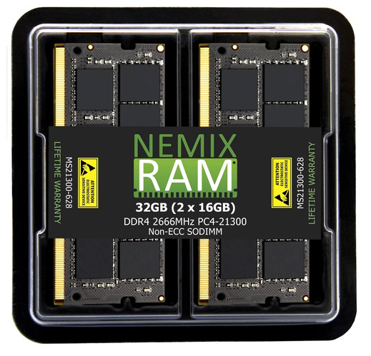 (NEW) 32GB NEMIX MS21300-628 2x16GB PC4 21300/DDR4 2666 MHz NON ECC SODIMM RAM