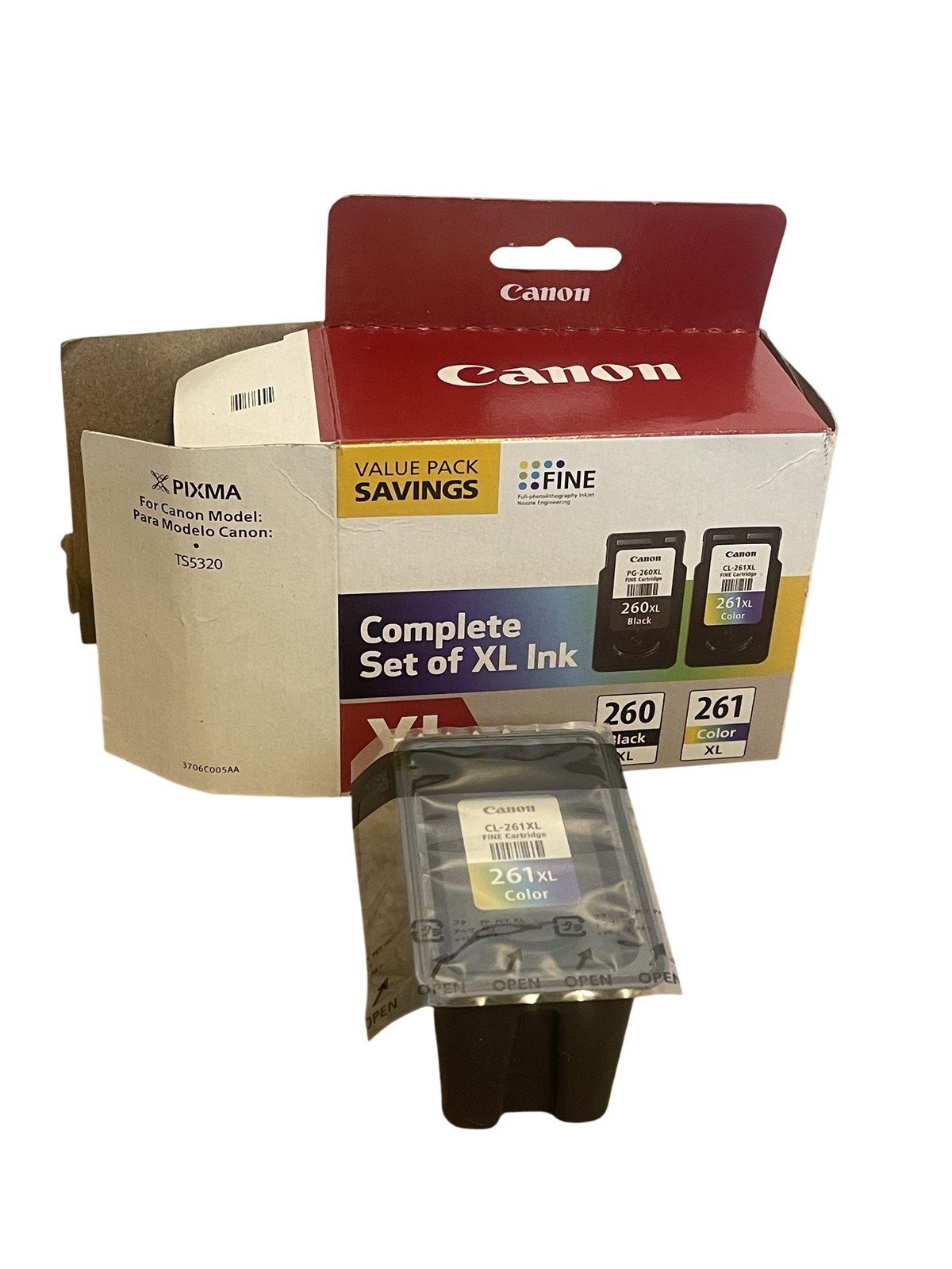 Canon PG-260XL CL-261XL Ink Cartridges Black Color XL Combo Genuine OEM 2-Pack