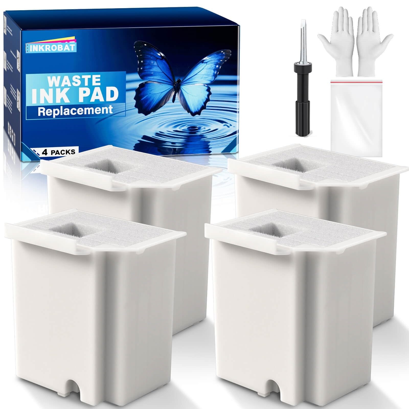 4 Pack Waste Ink Pad Maintenance Box With Reset Software For EcoTank