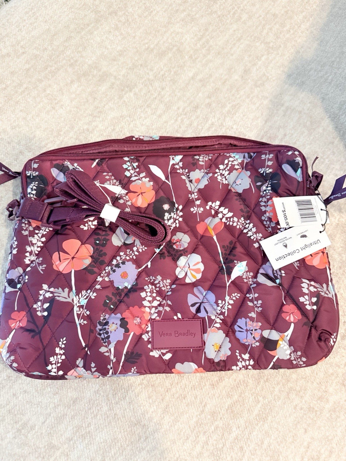 Vera Bradley Ultralight Collection Quilted Floral Briefcase, Lightweight
