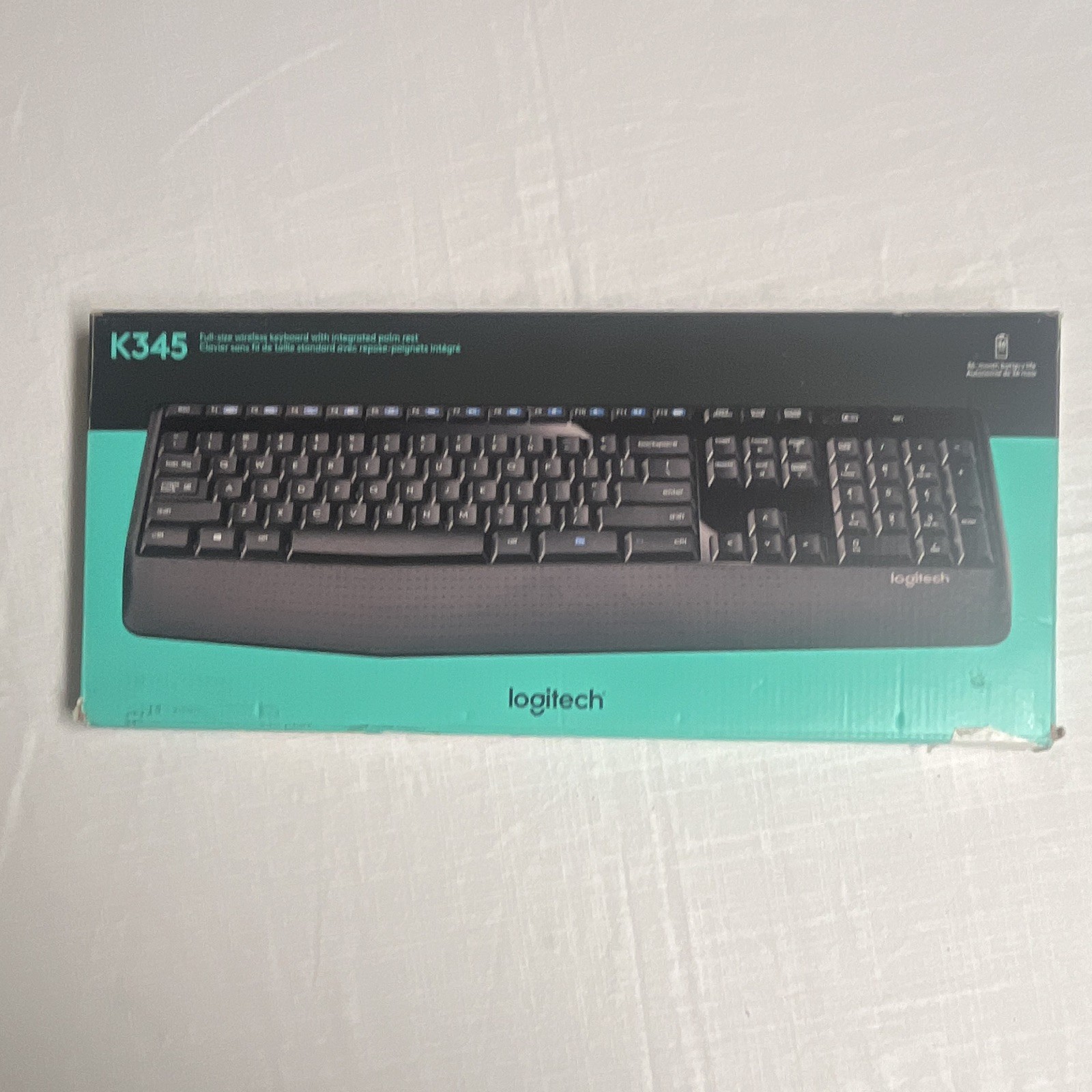 Logitech K345 Wireless Keyboard Full-Sized with Palm Rest, 2.4GHz