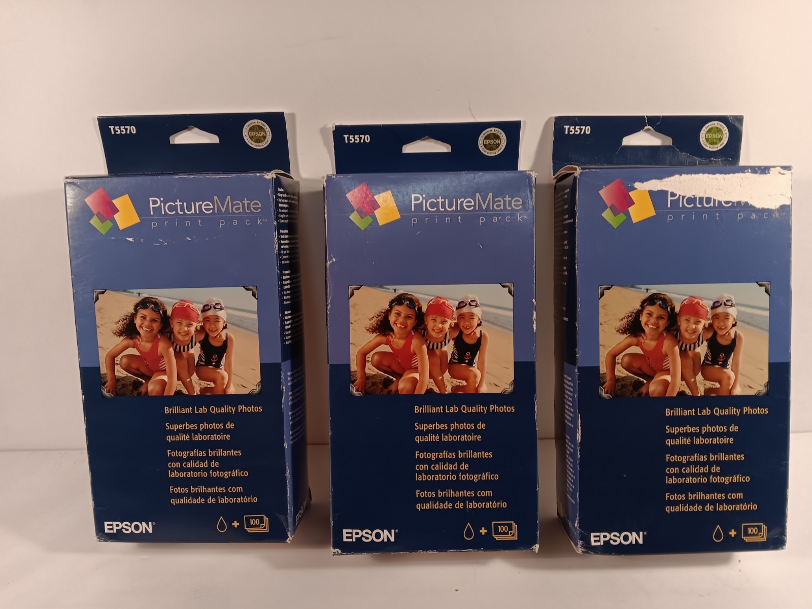 Epson PictureMate Pack T5570 Photo Cartridge 100 Glossy SEALED lot of 3 Expired