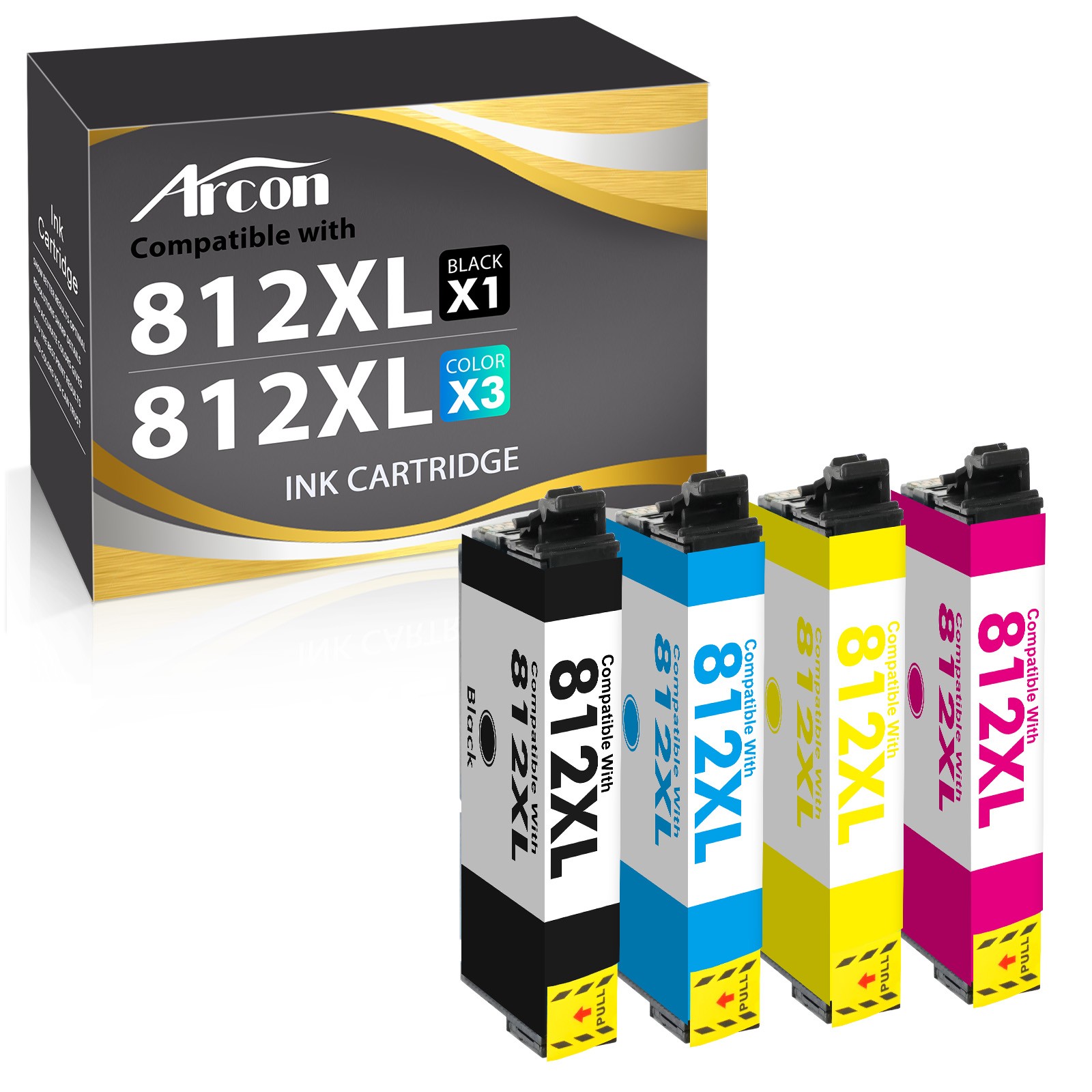 4PK 812XL T812XL Ink Cartridge For Epson WorkForce WF-7840 WF7820 7310 EC-C7000