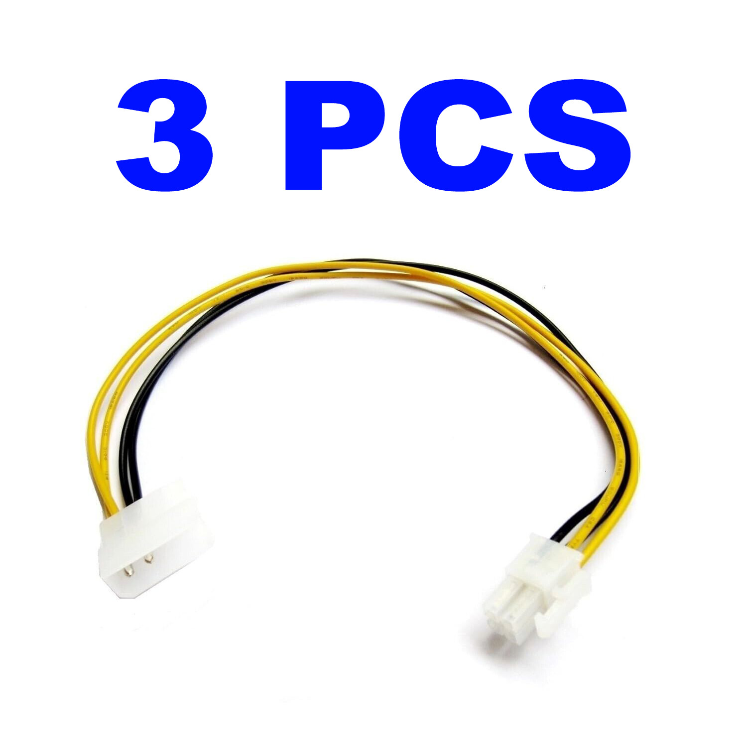 3 PCS Molex 5.25 to P4 ATX12V Cable for Power Supply Motherboard 4 Pin
