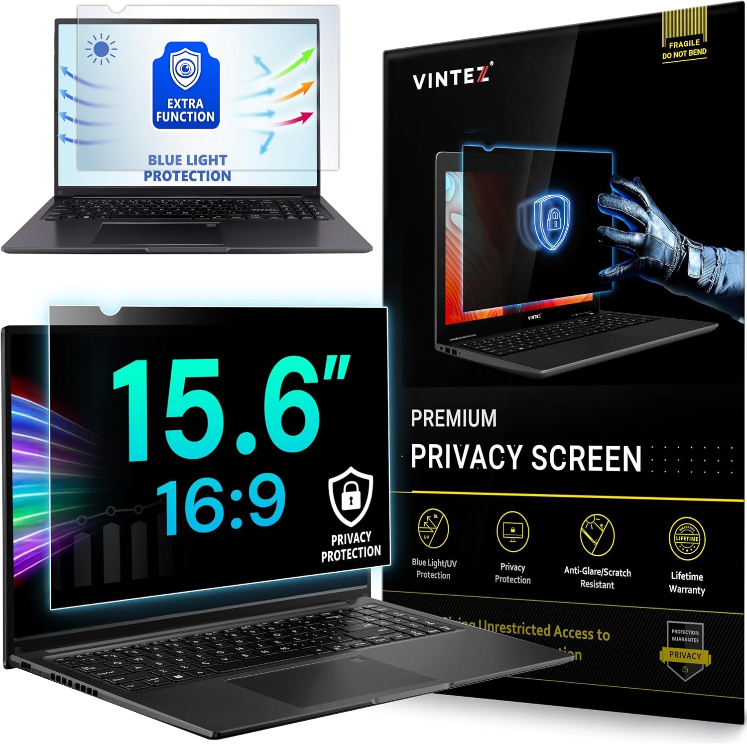 15.6 Inch 16:9 Privacy Screen for Laptop - Anti Glare Protector Film Blue Light