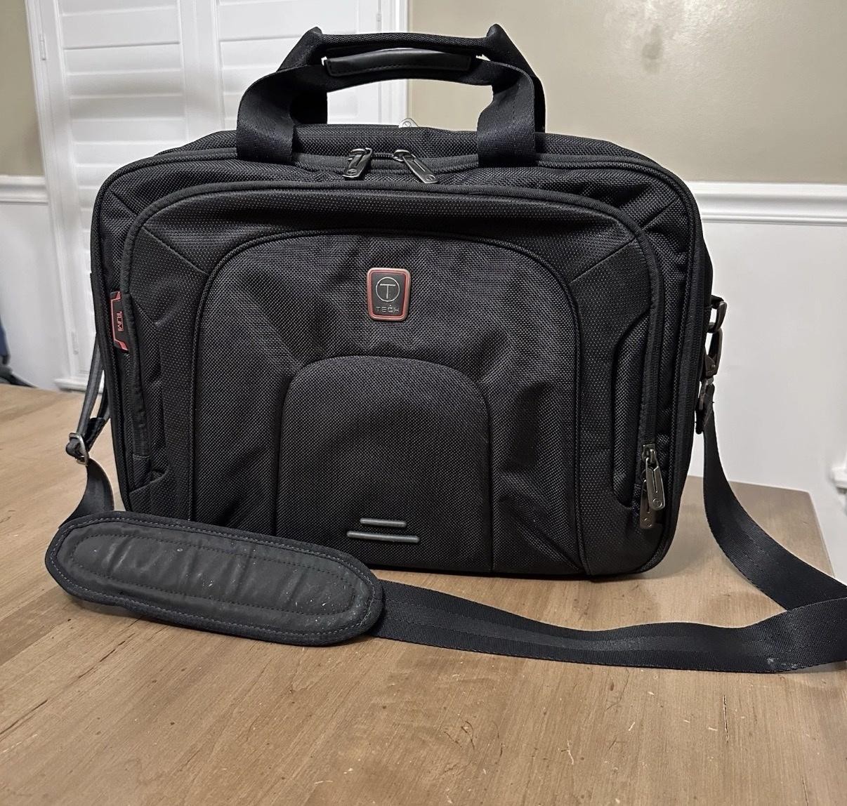 Tumi T-Tech T-Pass Laptop Briefcase Black Padded Shoulder Bag Multi Compartment