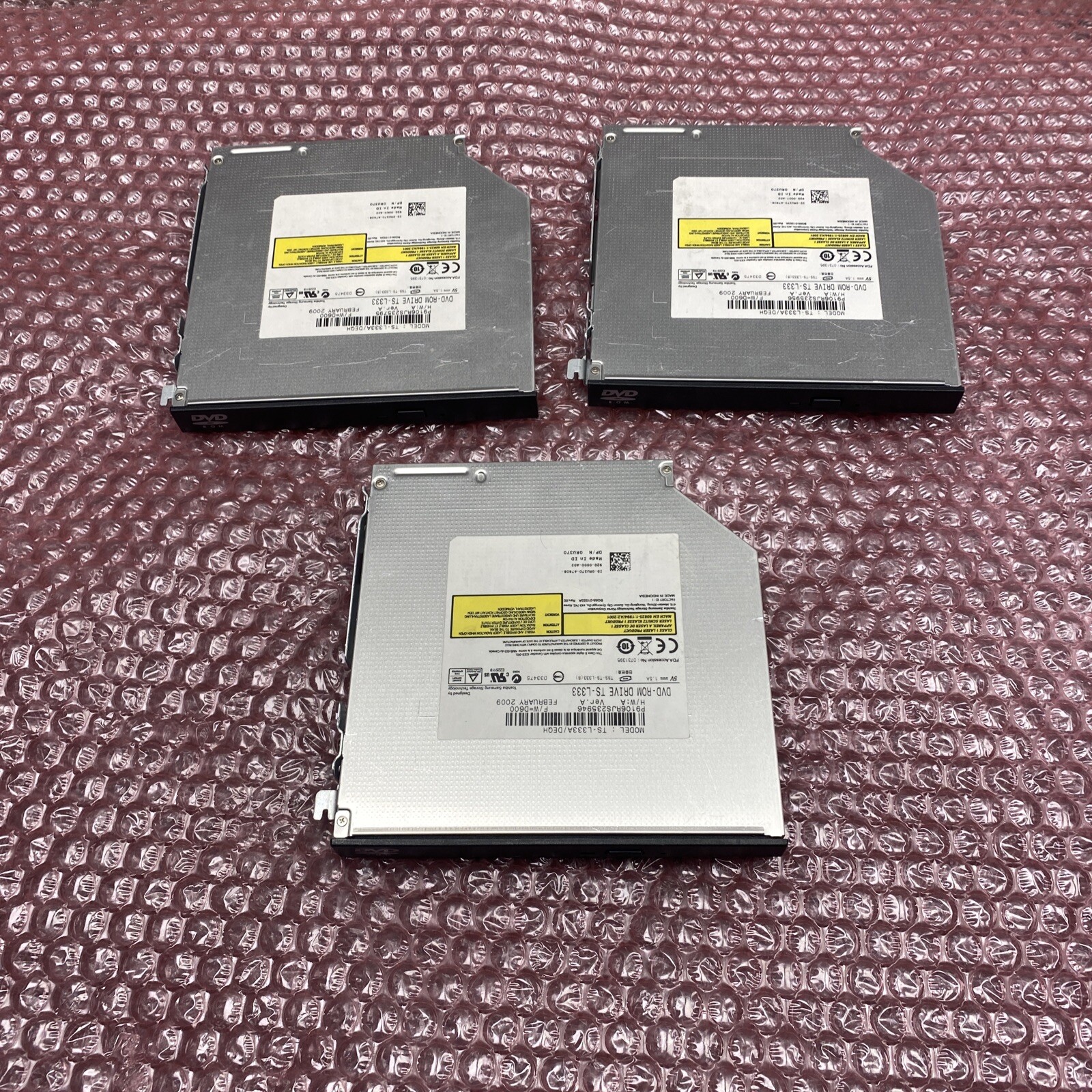 Used Lot of 3  Dell Genuine DVD Rewritable Optical Drive TS-L33A/DEQH