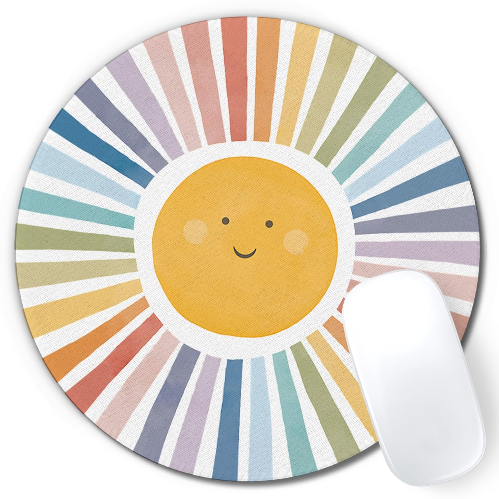 Mouse Pad 7.9x7.9 Inch Boho Colorful Sunshine Rainbow Nipil Model Cute Pads Desk