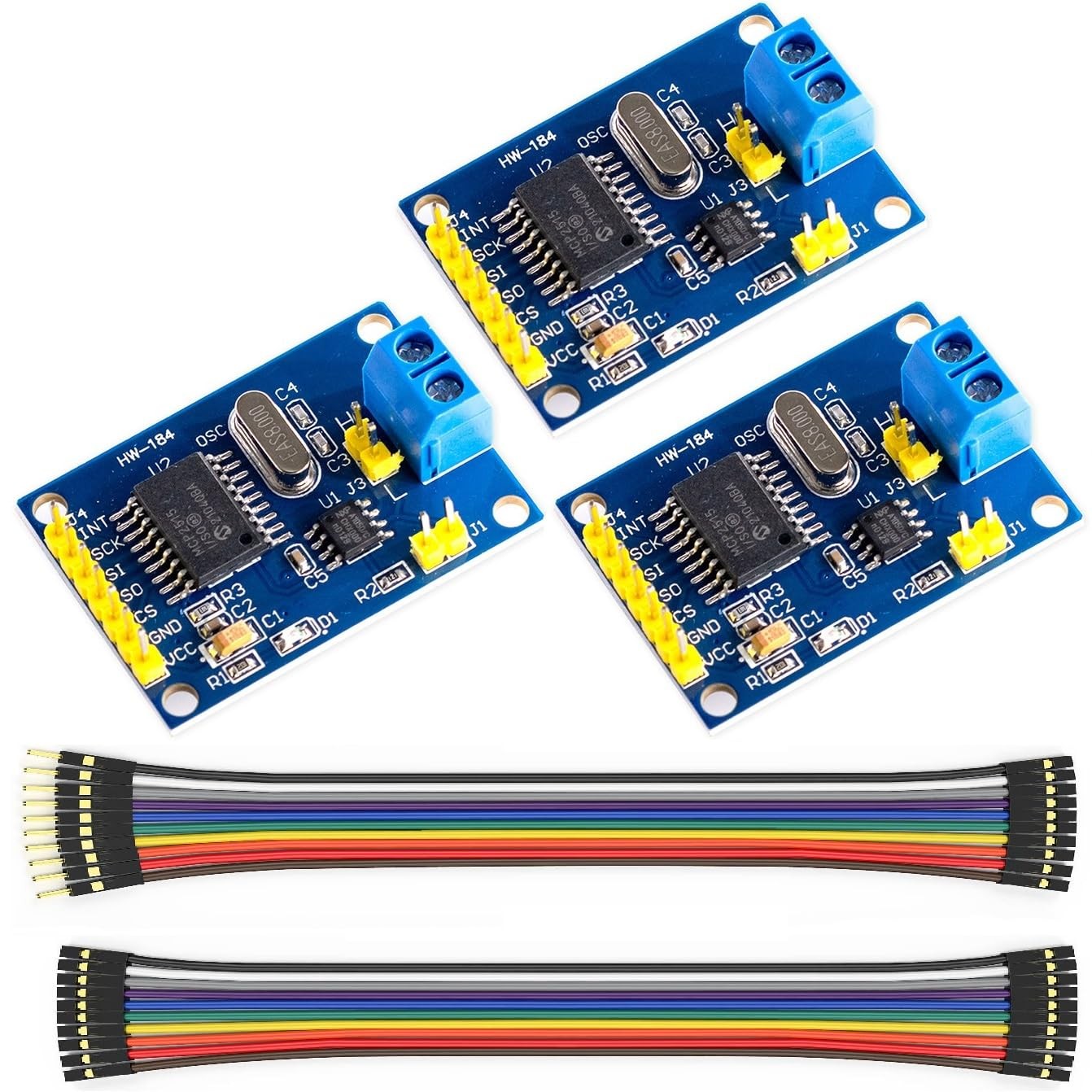 3 PCS MCP2515 TJA1050 CAN Bus Module SPI Interface Controller Receiver Board