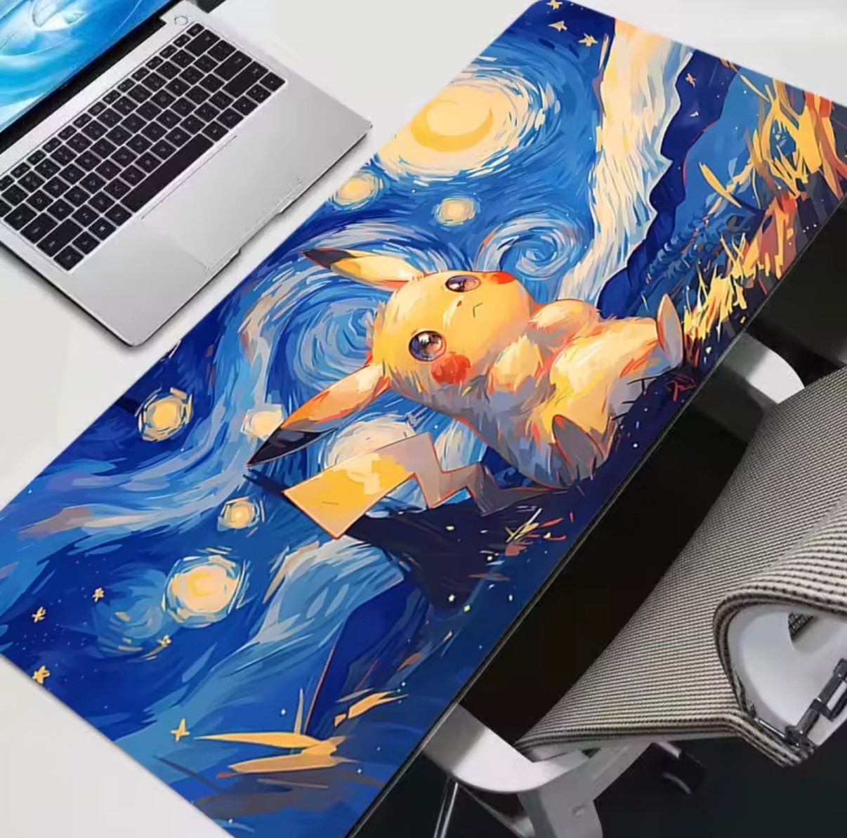 Pikachu Mouse Pad Starry Night Pokemon Gaming + PC Desk Van Gogh Pikachu Mat