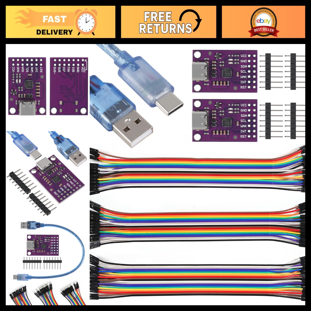 USB to I2C Adapter Module - 2PCS CP2112 Debug Board with Wires for Arduino