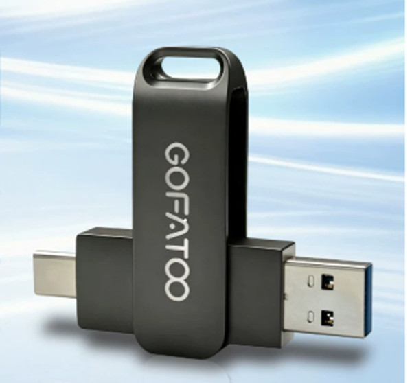 GOFATOO 2-in-1 USB 3.2 Gen1 Flash Drive Type-C & USB-A, 460MB/s 256GB Black