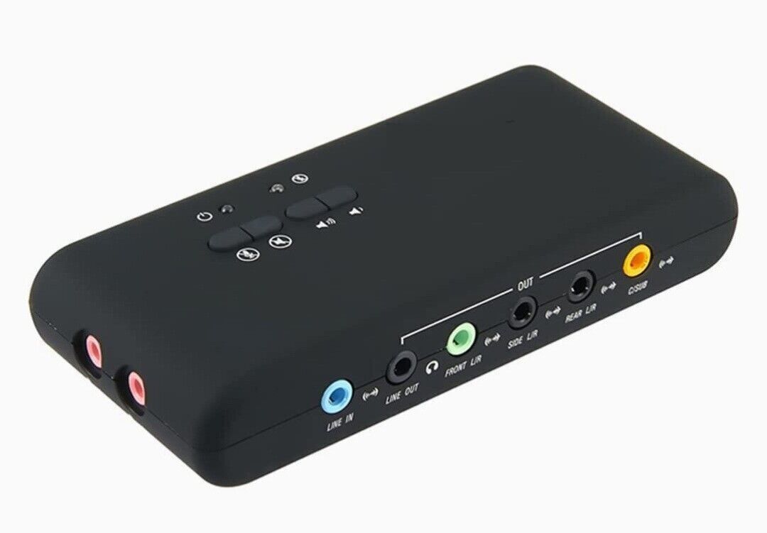 External Digital Sound Box 7.1 Surround 8 Channels w/ Mic Inputs And SPDIF Input