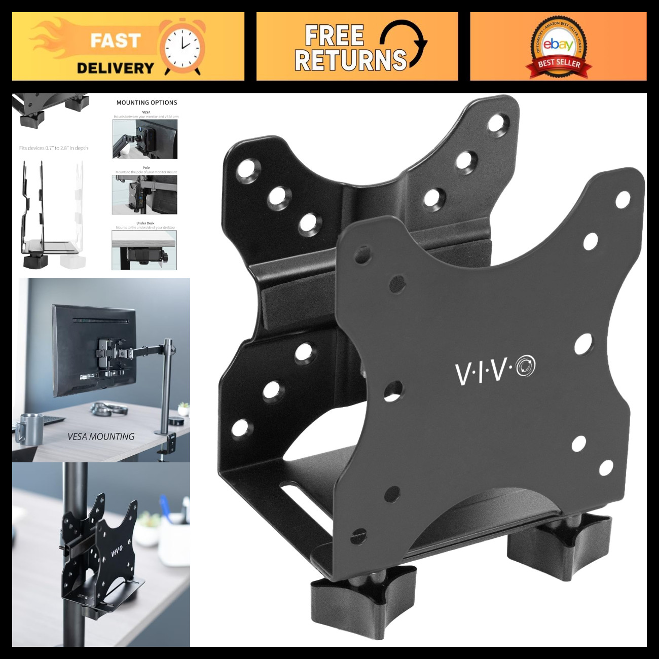 Thin Client Mini PC Mount Bracket - Adjustable Wall/Desk Mount for Space-Saving