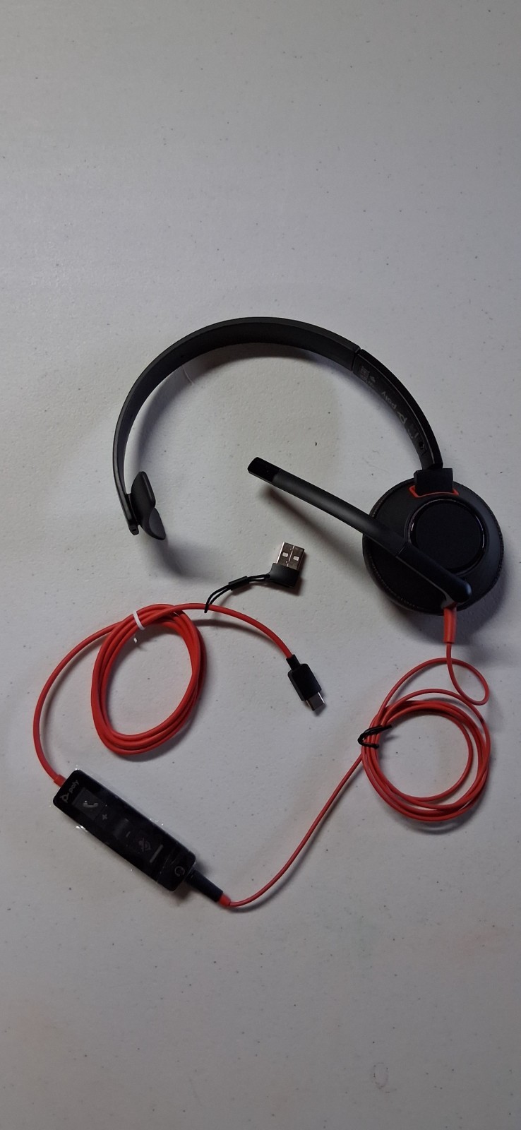 Poly Blackwire C5210 USB Monoaural Headset USB-C with USB-A adapter - Black
