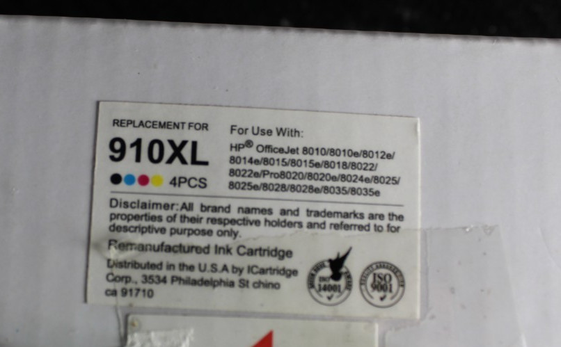 HP 3JB41AN 910XL/910 4 Pieces Ink Cartidges - Black/Cyan/Magenta/Yellow