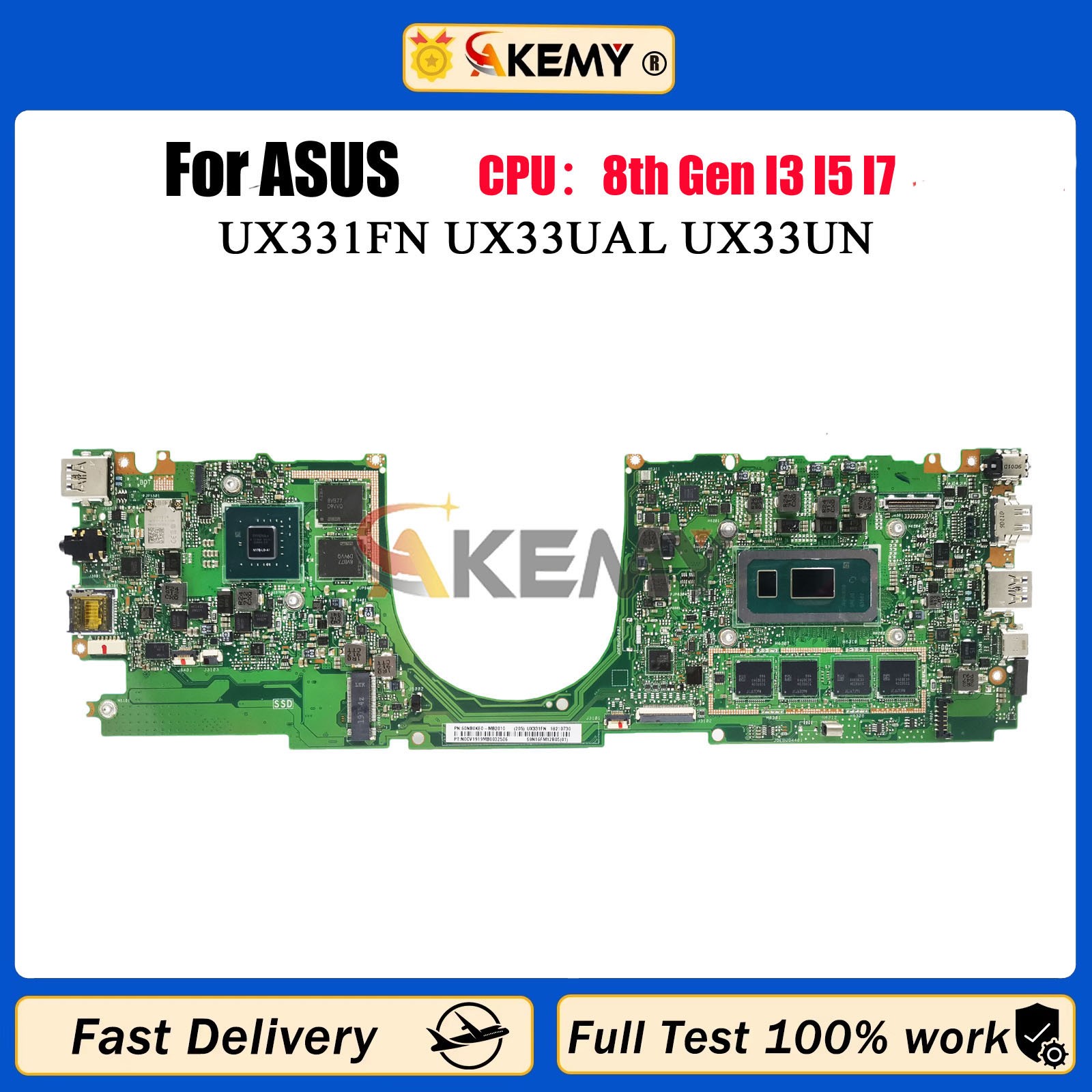 UX331FN Mainboard For ASUS UX331FA UX331F UX331FAL With I3 I5 I7 100% tests OK