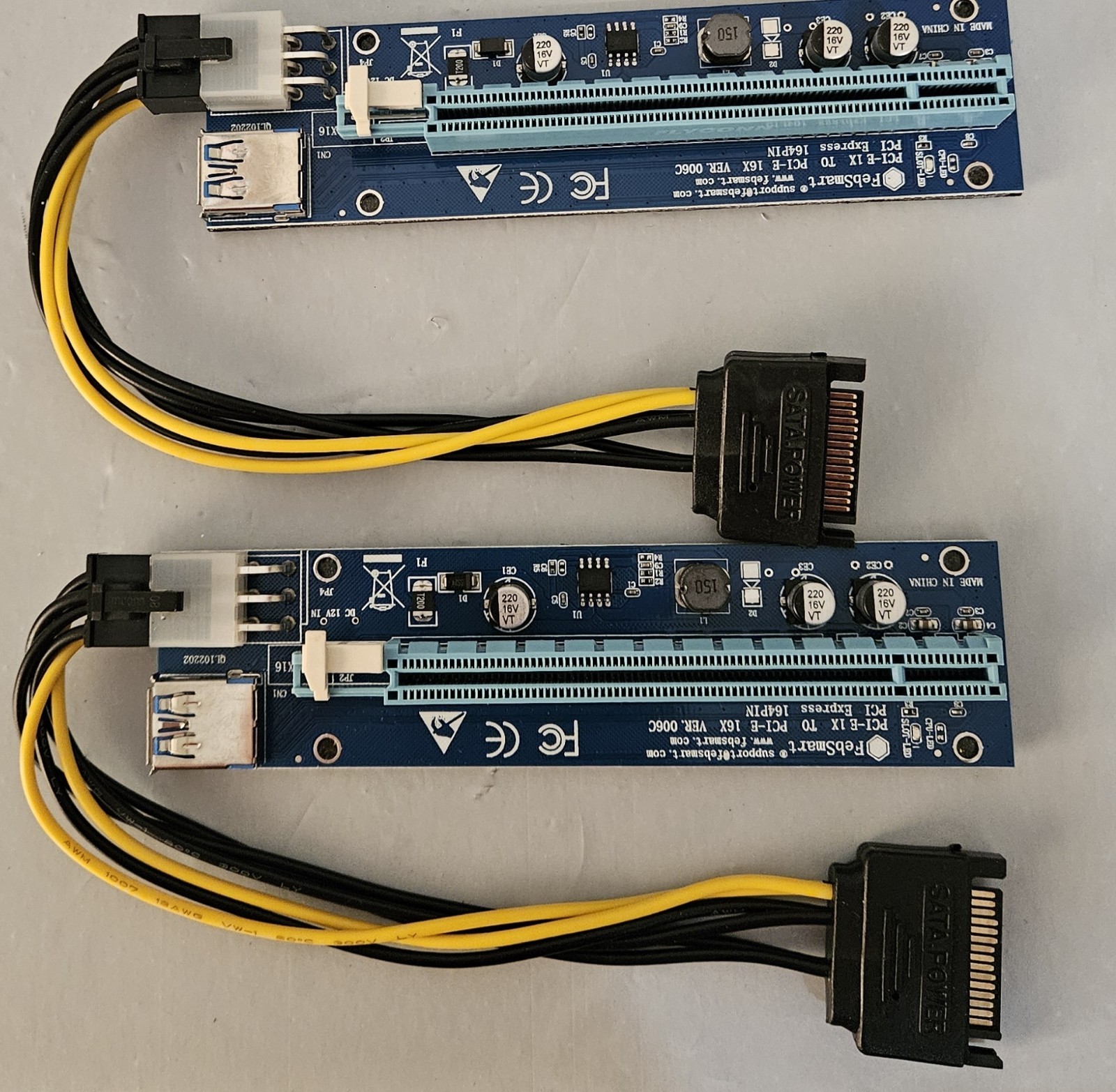 Lot of 2 FebSmart PCI-E 1x to PCI-E 16x PCI Express 164 PIN