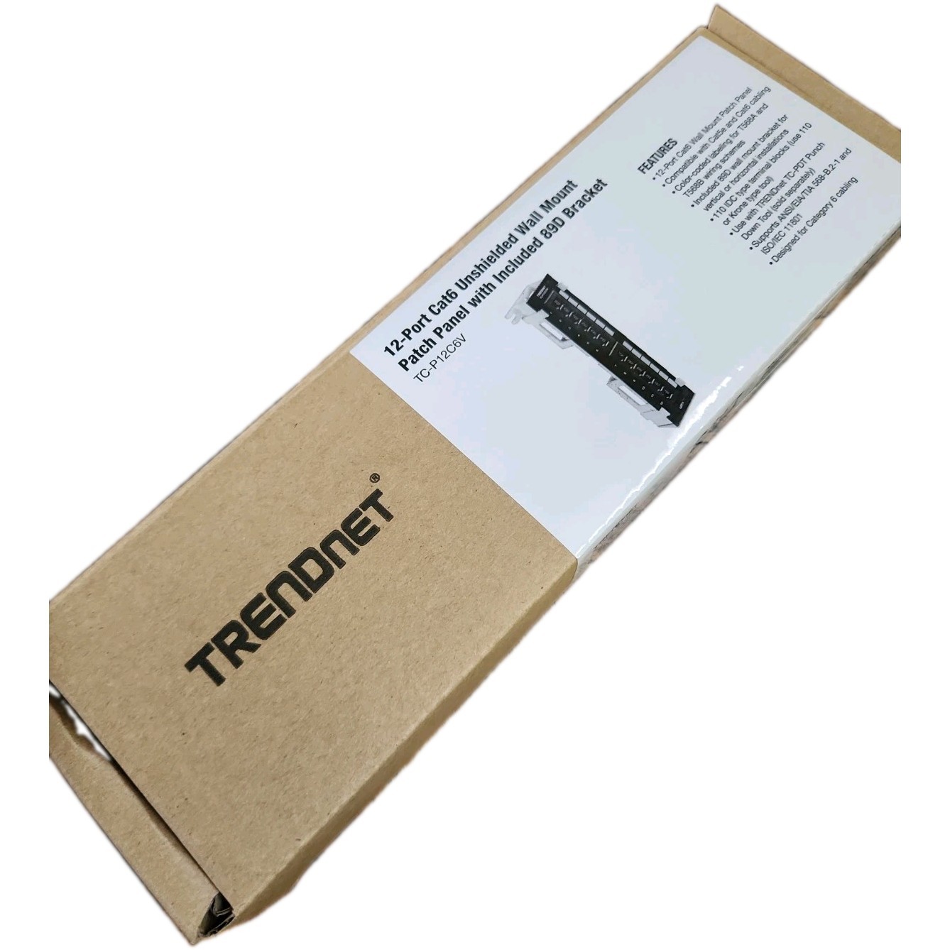 NIB TrendNet TC-P12C6V Cat6 Unshielded Wall Mount Patch Panel with Bracket