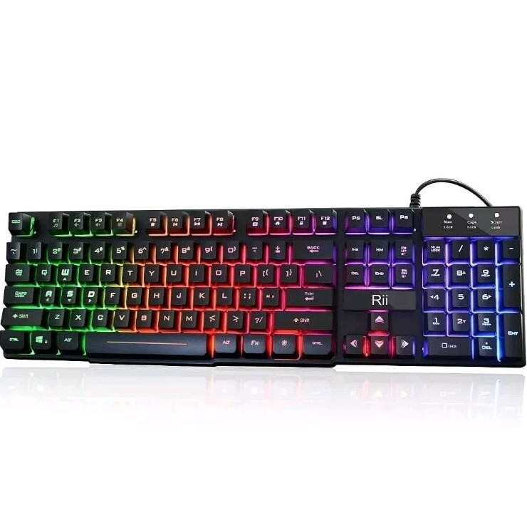 Rii RK100+ (8541666786) Rainbow LED Backlit Wired Gaming Keyboard