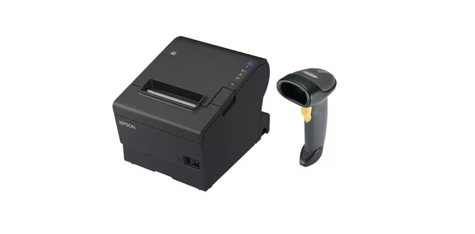 Epson TM-T88VII-612 Desktop Direct Thermal Printer + Zebra LS2208 Black