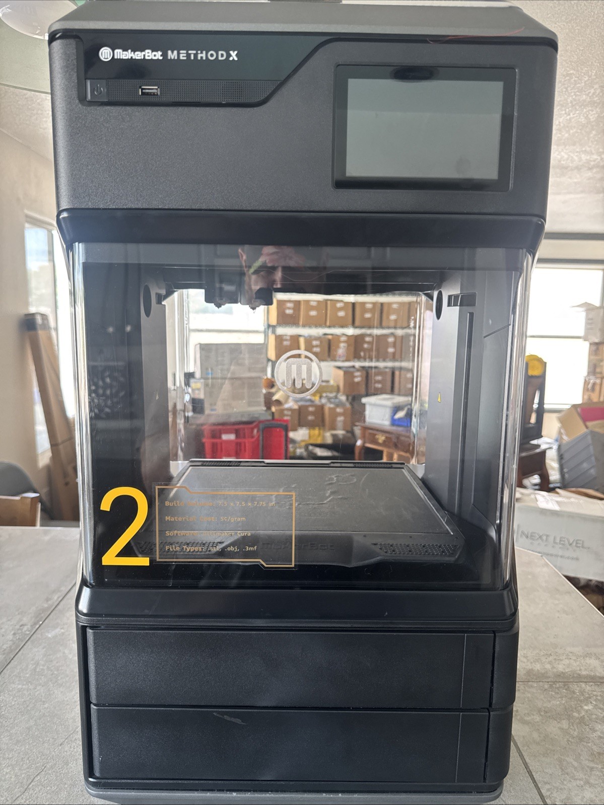 MakerBot METHOD X 3D Printer with left over filament black and white 1/2 rolls