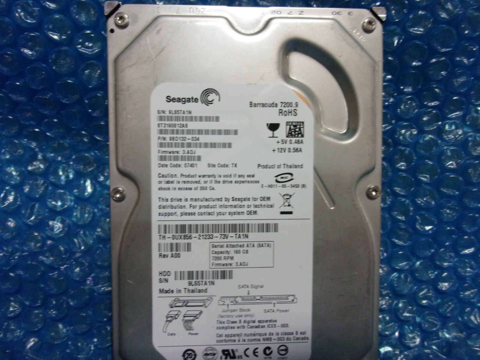 Seagate Barracuda 160GB Hard Drive ST3160812AS