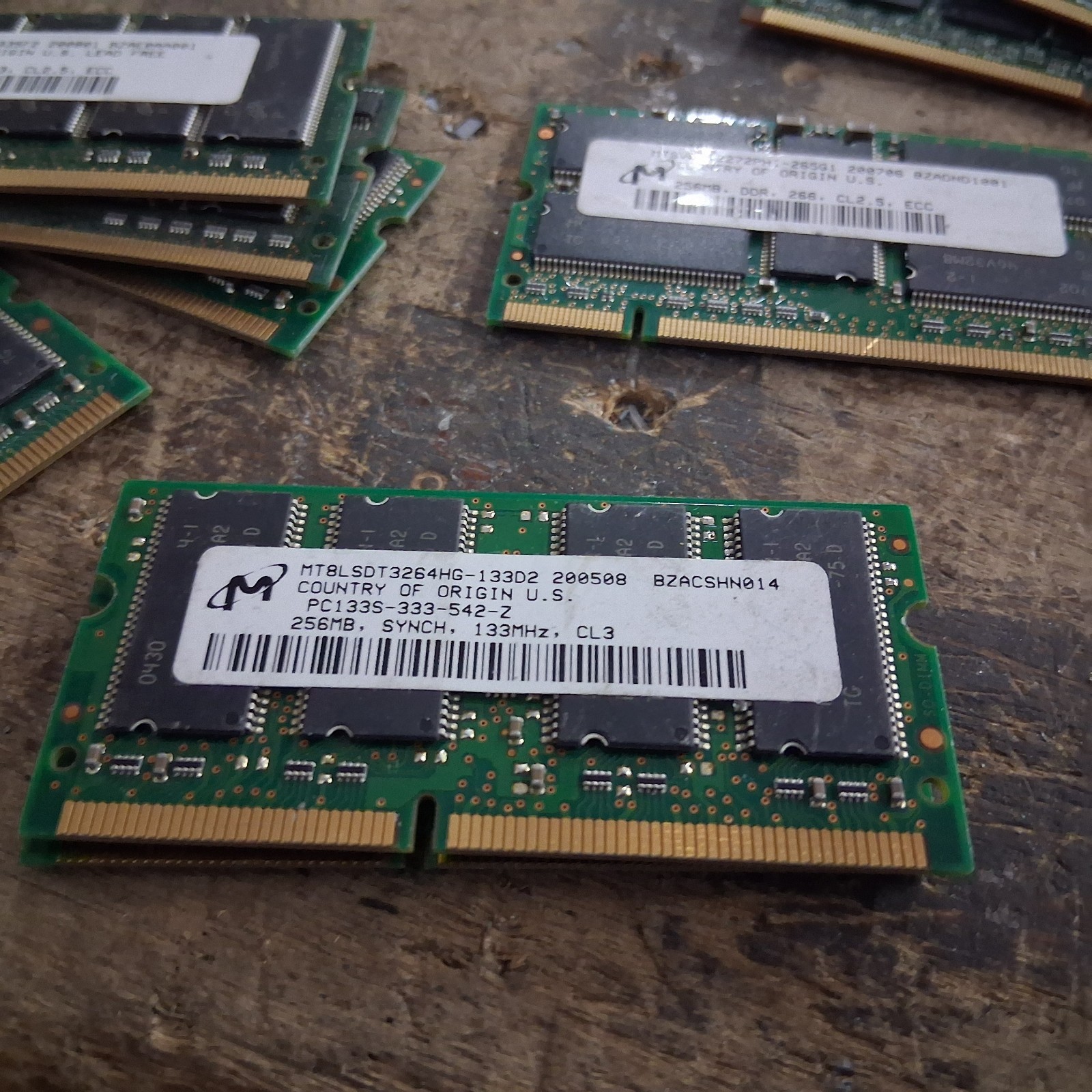 lot of 2 Micron 256MB Laptop RAM Memory PC133 Vintage Tested Working