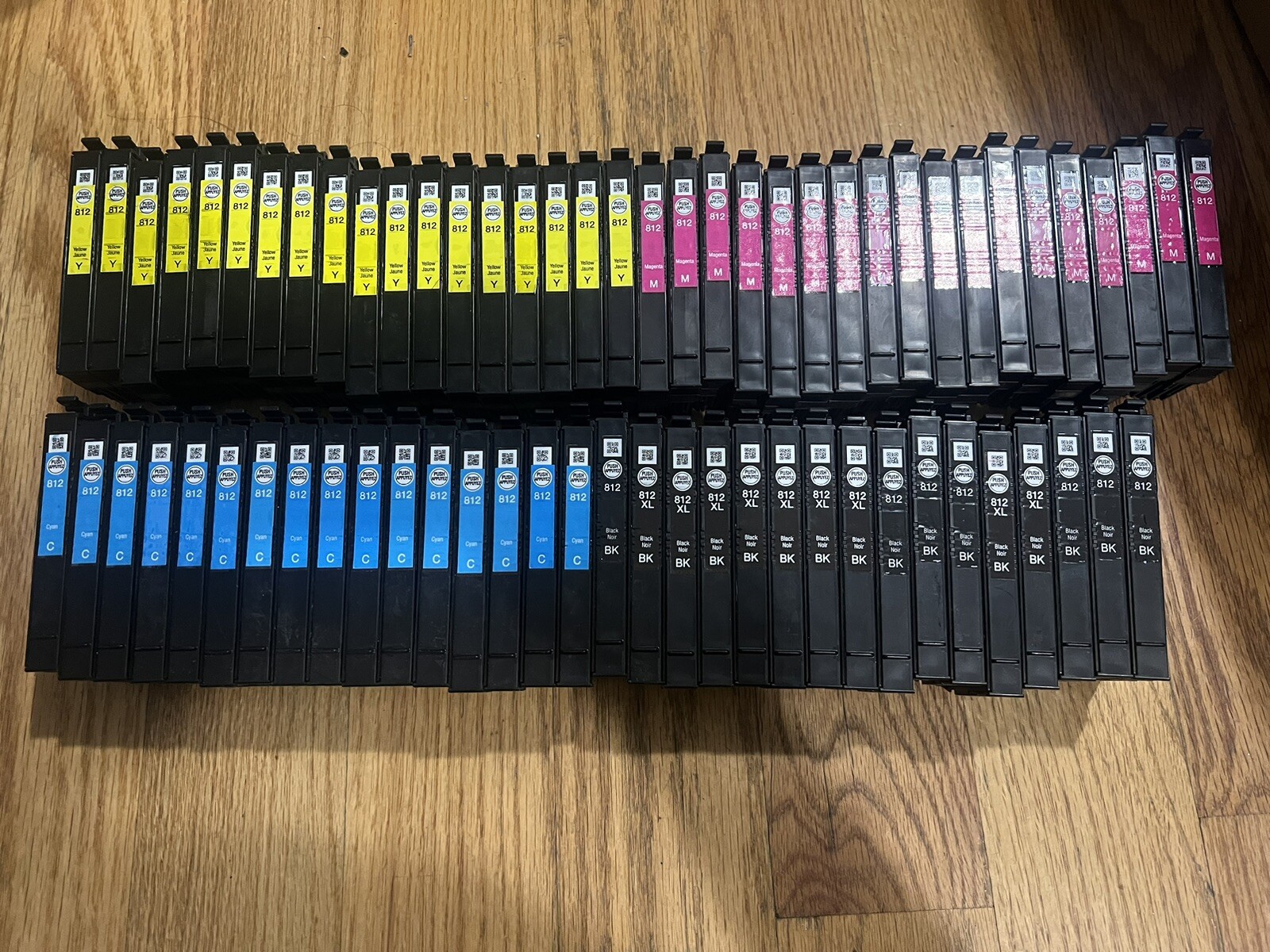 68pc EMPTY 812 812xl Epson Ink Cartridges 18 Yellow 18 Magenta 16 Blue 16 Black