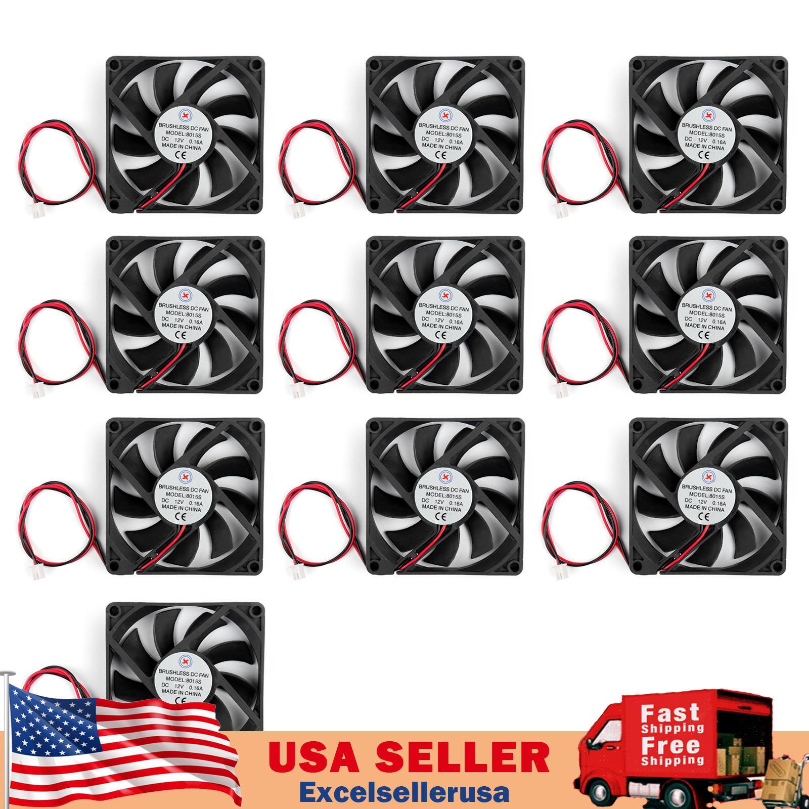 10x DC 12V 8cm 80x80x15mm 8015S 80mm CPU System brushless Cooling Fan 2pin