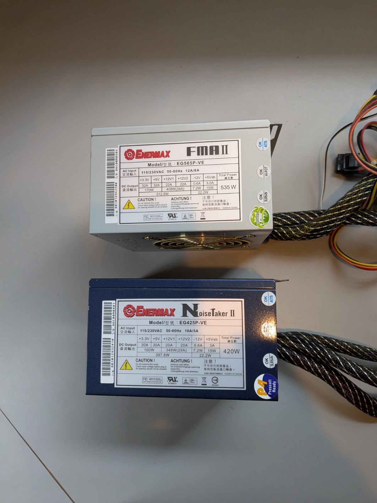 Enermax EG565P-VE and EG425P-VE bundle. Lightly used, tested & working.