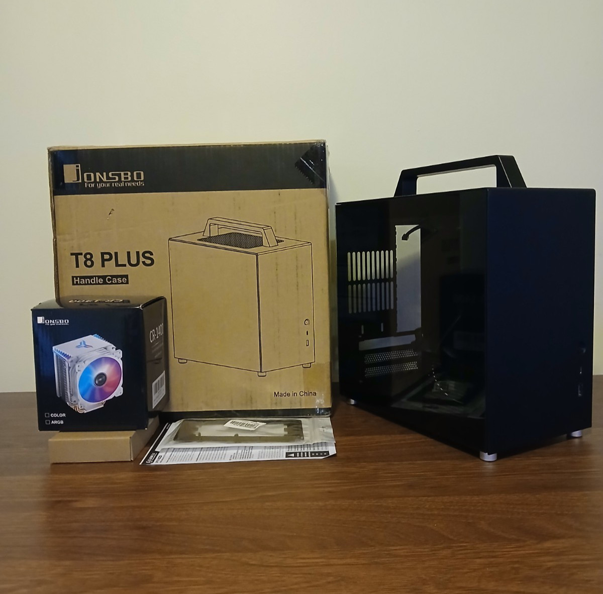 JONSBO T8 PLUS Black Portable Mini-ITX PC case, Aluminum, Tempered Glass