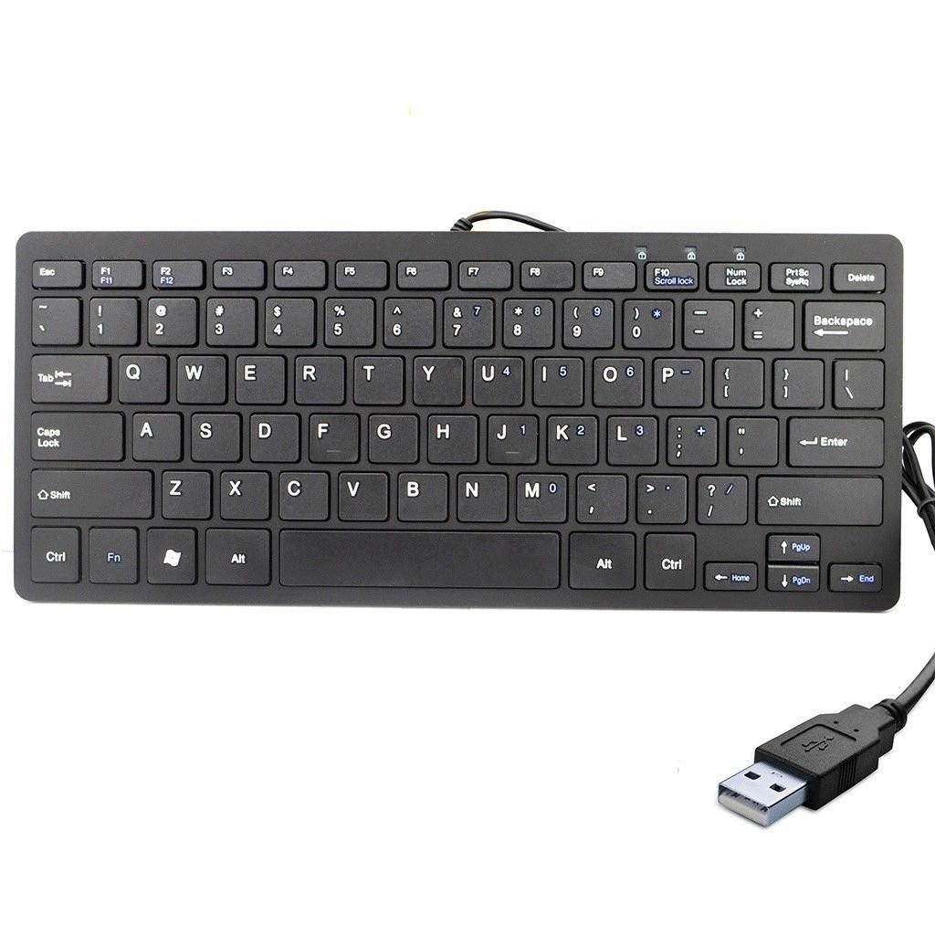 iKKEGOL USB Mini Slim Wired 78 Key Small Super Thin Compact Keyboard Black