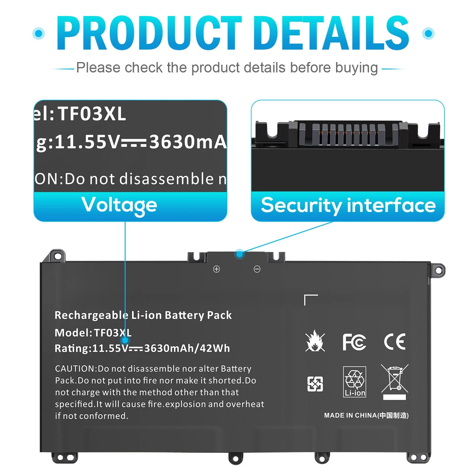 TF03XL Battery For HP Pavilion 15-CC 15-CD 17-AR HSTNN-LB7L 920070-855