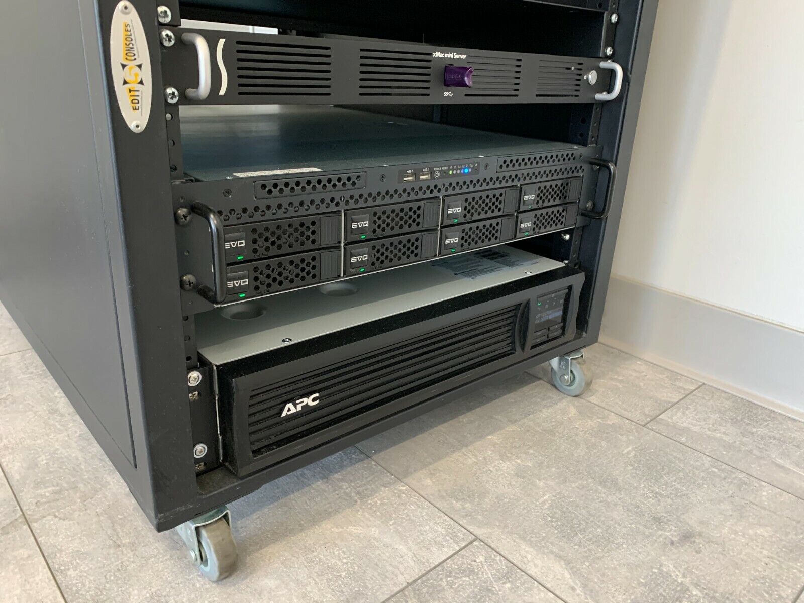 SNS EVO 32TB Shared Media Server, xMac mini Server, APC Battery & Server Cabinet
