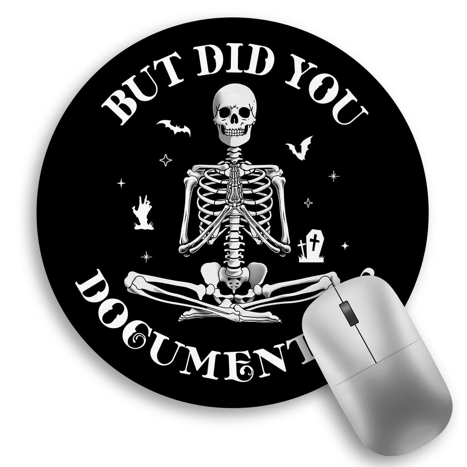 Funny Fun Work Mouse Pad, Small Round Mousepad for Desk, Laptop