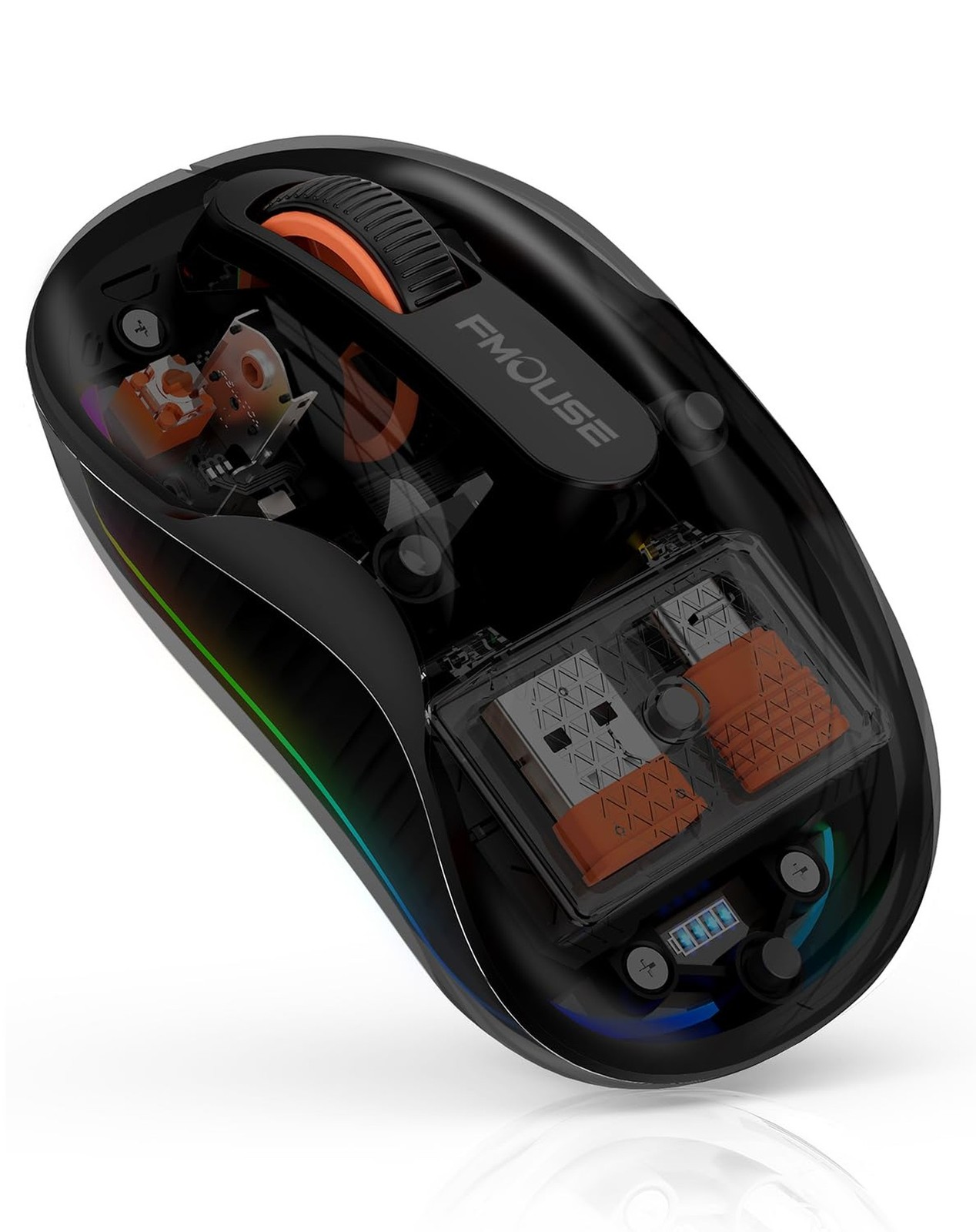 FMOUSE Novel Transparent Wireless Mouse, Tri-Mode (Dual Bluetooth+2.4GHz), US...