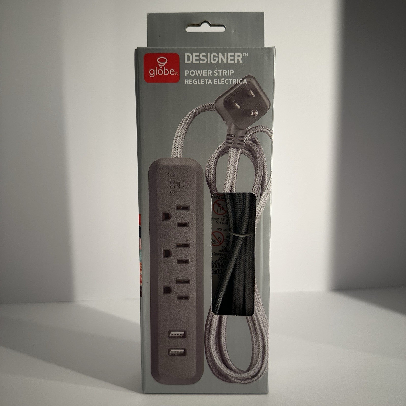Globe Electric Designer Series 6-foot 3-Outlet 2-USB Surge Protector Power Strip