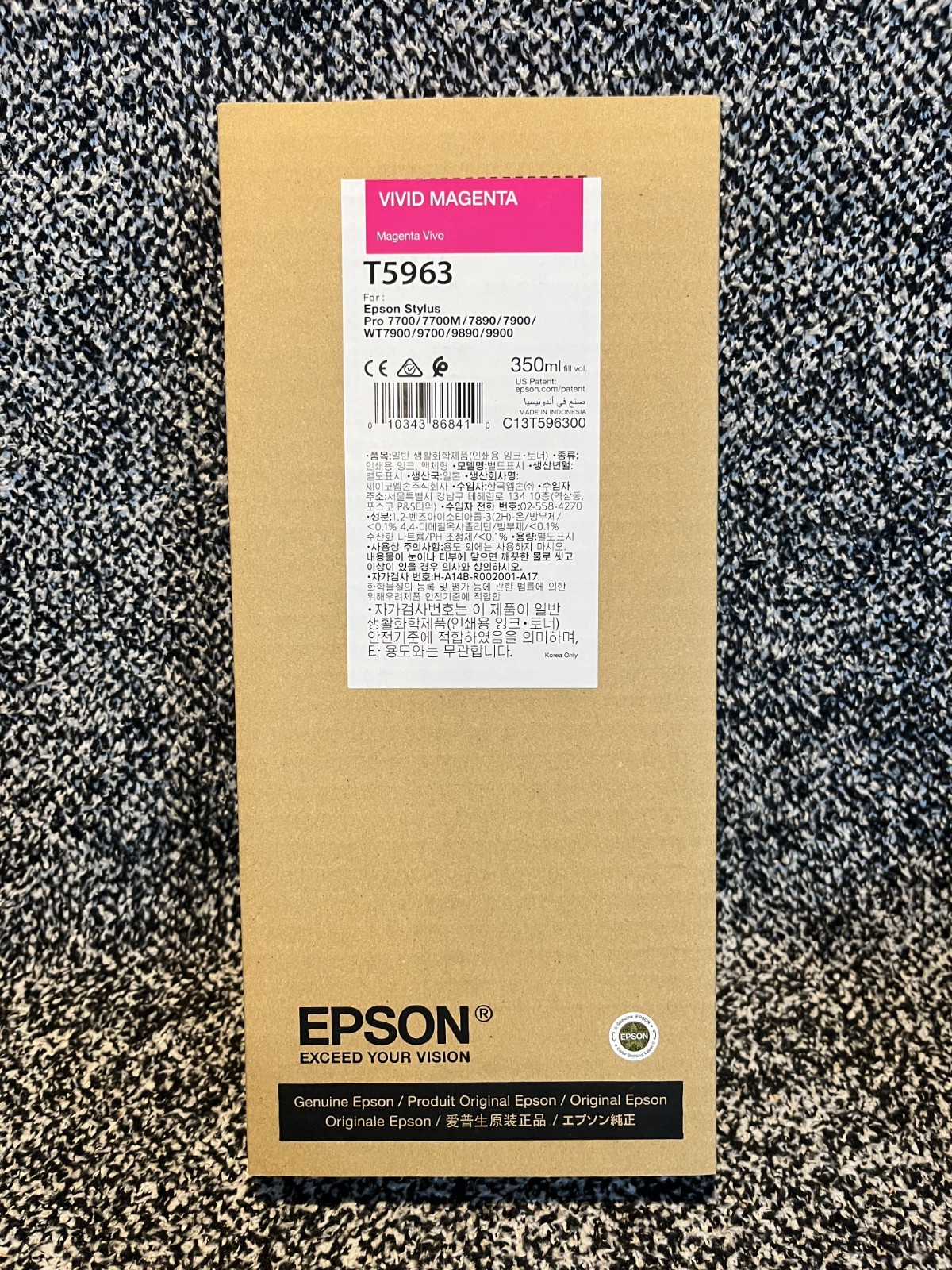 Epson T5963 Vivid Magenta 350ml Ink Cartridge, Genuine Date: 2022