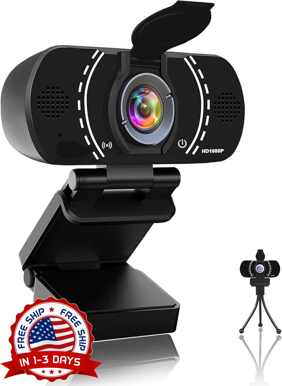 Cámara web 1080P con micrófono para computadora de escritorio portátil NUEVO US