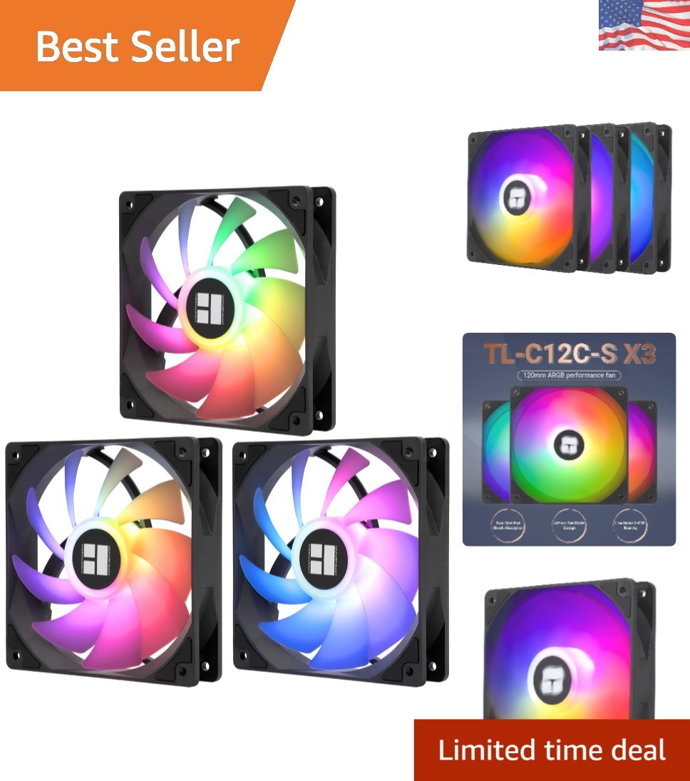 TL-C12C-S X3 ARGB Case Fans - High Performance Cooling with RGB Lighting, 3pcs
