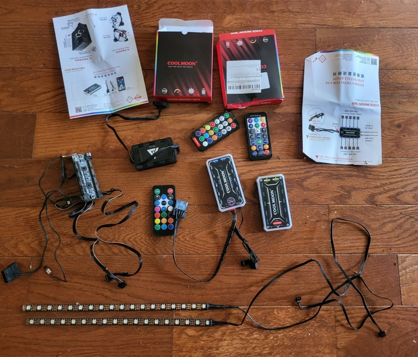 Parts LOT 4 RGB Fan Controllers Remotes 2x LED strips waterproof APEVIA COOLMOON