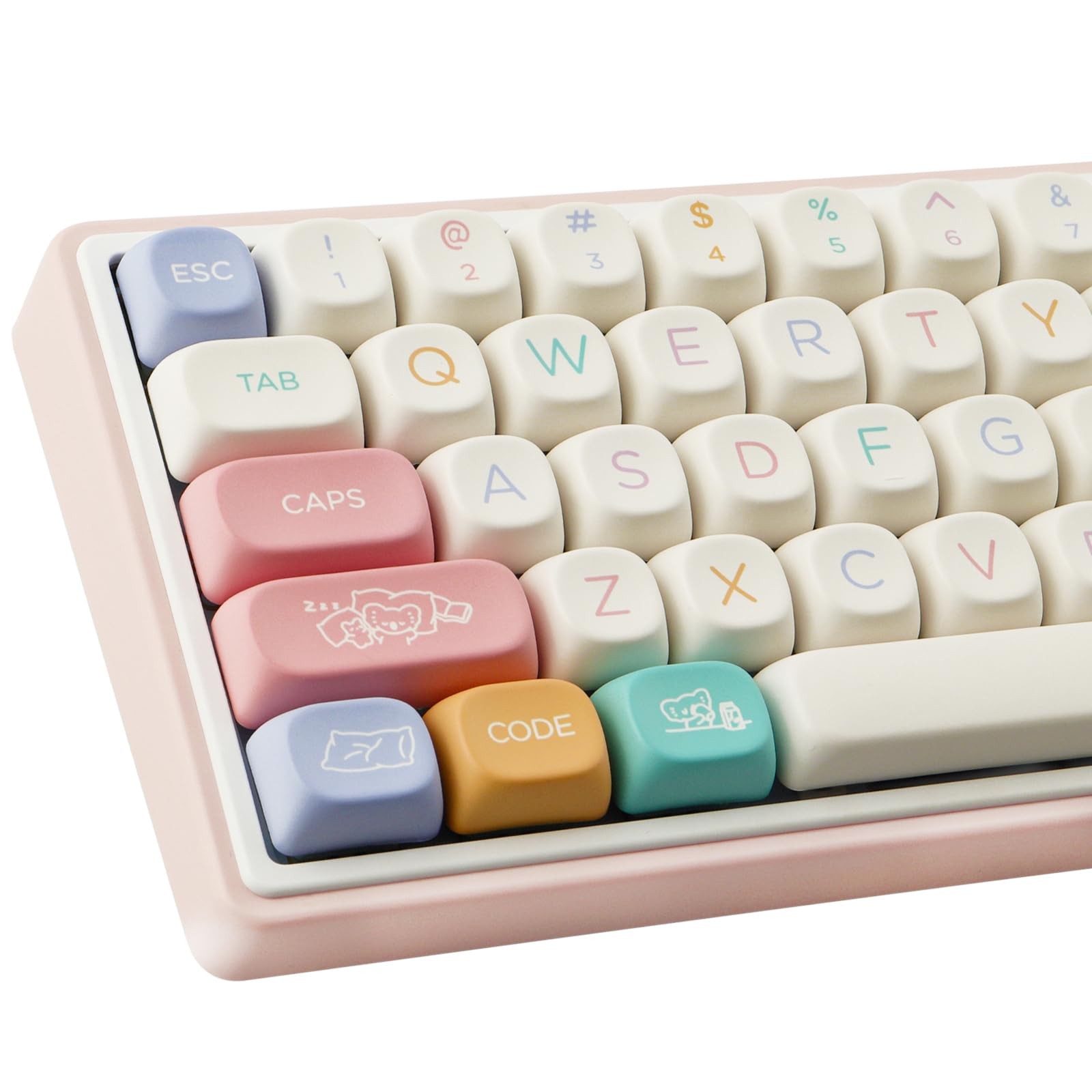 126Key MOA Profile White DyeSub Cute PBT Keycaps Set Fits Cherry Gateron