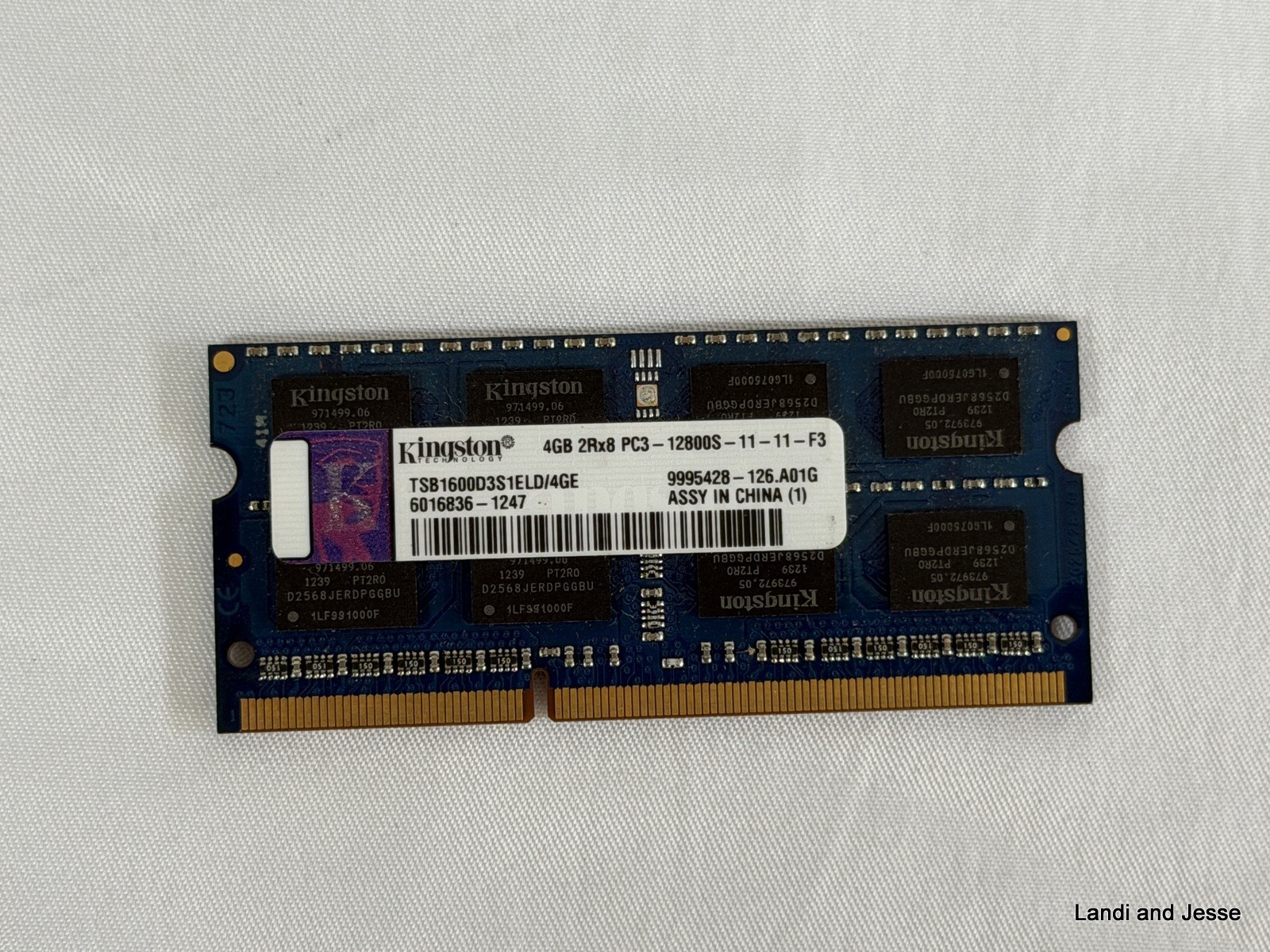 Kingston 4GB 2Rx8 PC3-12800S-11-11-F3 Laptop Memory P/N: TSB1600D3S1ELD/4GE