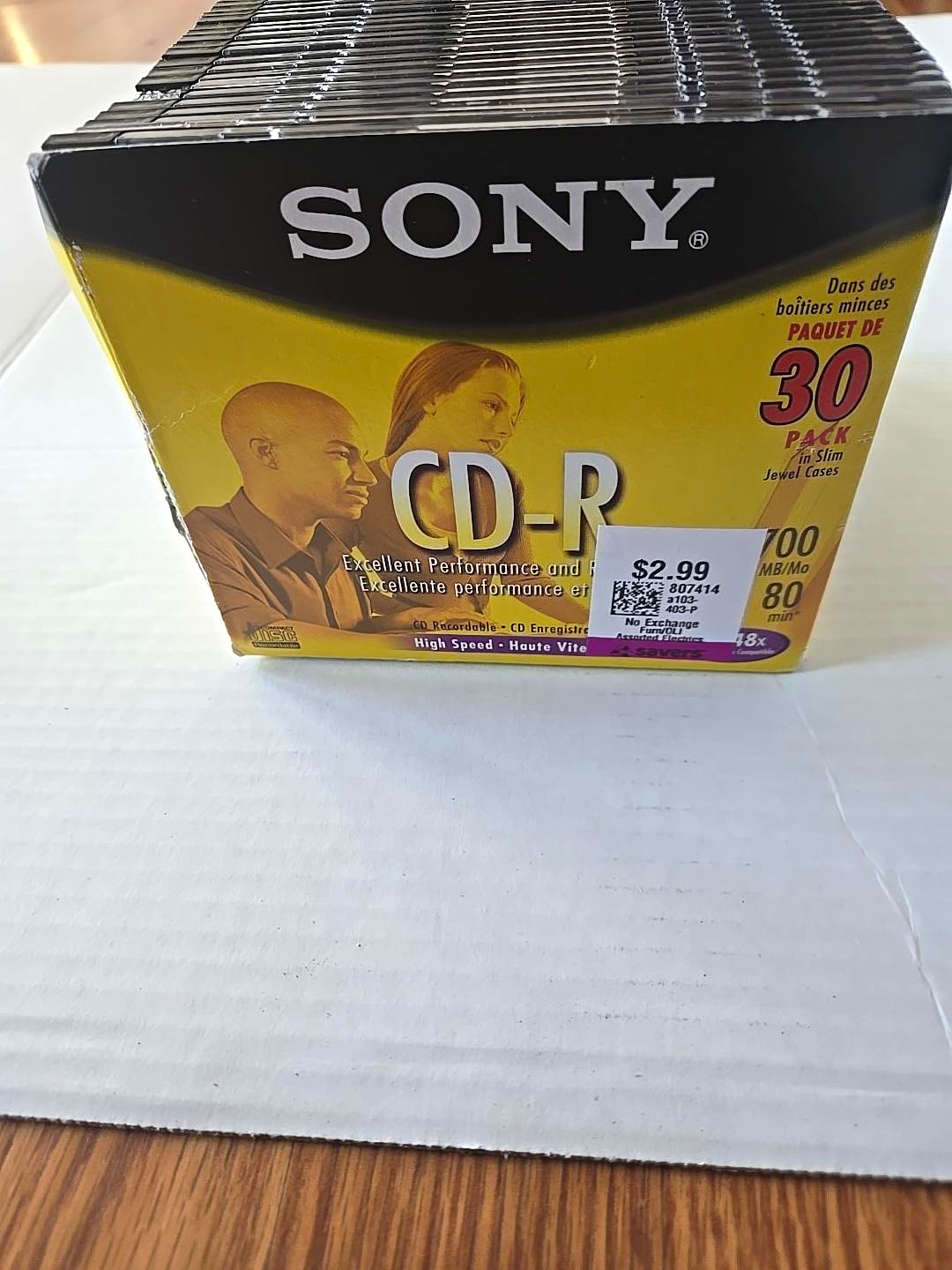 Sony CD-R 30 Pack 700MB 80 Min 48x Blank Recordable CDs Slim Jewel Cases