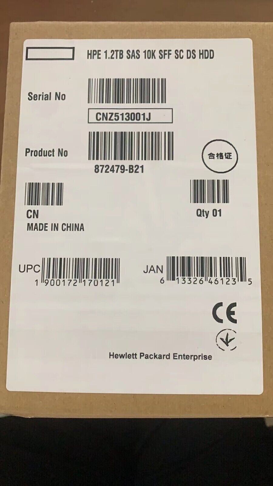 For HPE 872479-B21 872737-001 1.2TB 10K 12G 2.5 SAS SC DS HDD INCLUDES HDD TRAY