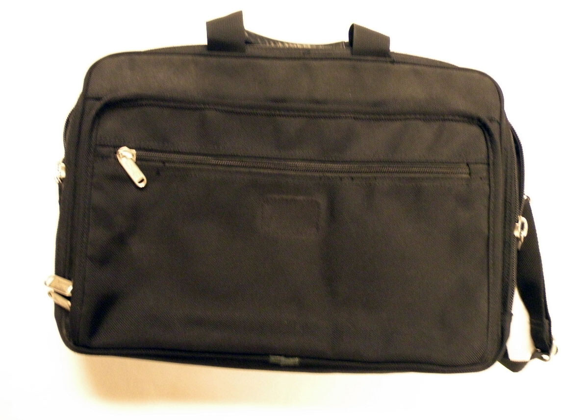 Alda Laptop Briefcase Bag - Classic Black Nylon 15" W x 12" H x 4" Deep
